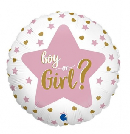 Gender reveal & Dezvaluire - Articole & decoratiuni - Balon folie Dezvaluire sex / Gender reveal / Boy or Girl 46 cm