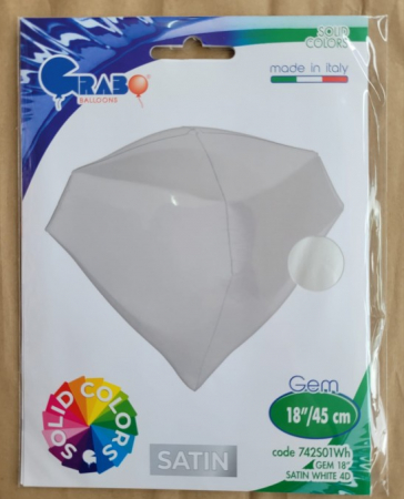Balon folie diamant alb satin 45 cm [2]