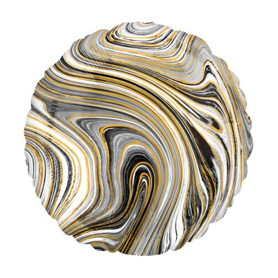 Baloane folie - Balon folie efect marbelz / marmura negru si auriu 43 cm