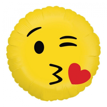 Valentine's Day & Dragobete - Baloane din folie cu heliu - Balon folie Emoji Kiss / Pupic, Sarut 45cm