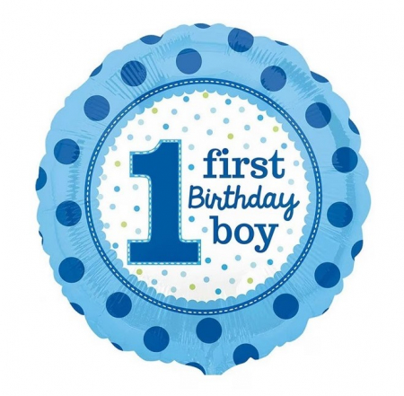 Promotii - Balon Folie First Birthday / Prima aniversare 1an boy baiat 45cm