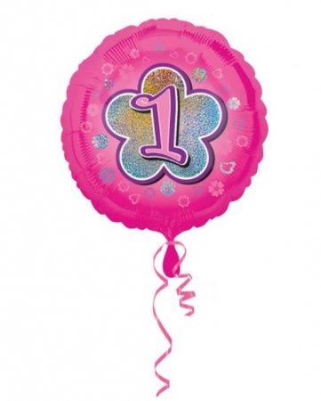 Balon folie Floare aniversare 1an roz 45cm [1]