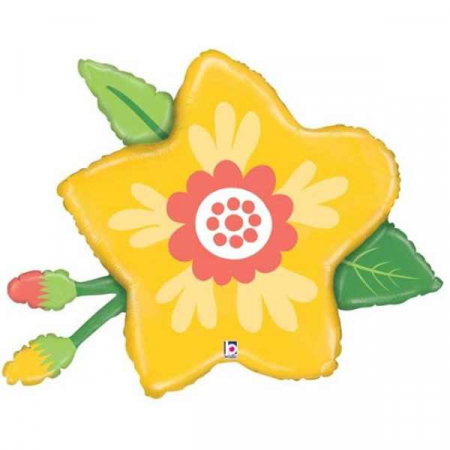 Baloane folie pentru petreceri tematice - Balon folie floare galbena 86 cm