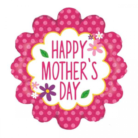 Baloane folie pentru petreceri tematice - Balon folie floare roz Happy Mother Day / Ziua Mamei 45 cm