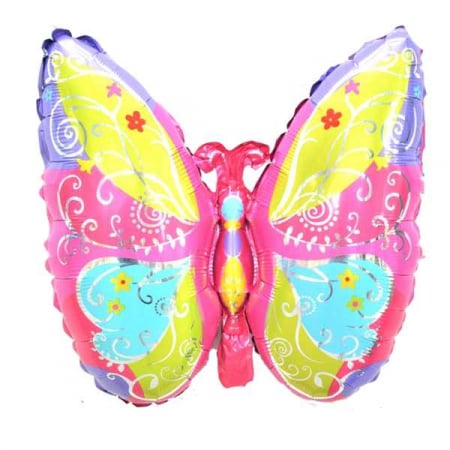 Fluturi - Baloane & Decoratiuni - Balon folie fluture roz 48 x 63 cm
