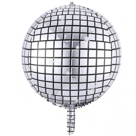 Baloane folie pentru petreceri tematice - Balon folie glob disco argintiu 23 cm