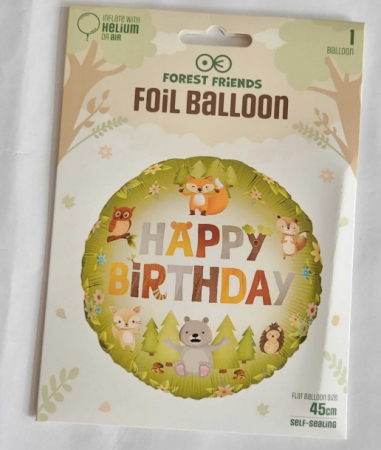 Balon folie Happy Birthday animale padure 45 cm [4]