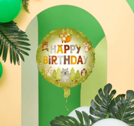Balon folie Happy Birthday animale padure 45 cm [5]