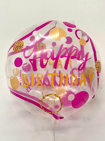Balon folie Happy Birthday transparent roz 45 cm [2]