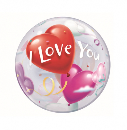 Valentine's Day & Dragobete - Baloane din folie cu heliu - Balon folie I LOVE YOU transparent 45 cm