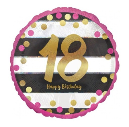 Black Friday - Balon folie imprimat 18 ani roz si auriu 43 cm