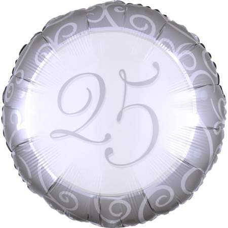 Promotii - Balon folie imprimat 25 ani argintiu 45cm