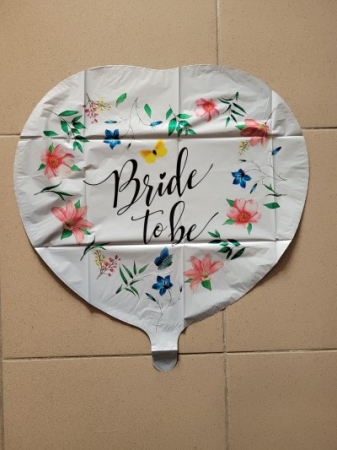 Balon folie inima „Bride to be” petrecerea burlacitelor cu flori si fluturasi, 45 cm [4]