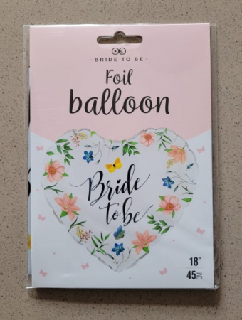 Balon folie inima „Bride to be” petrecerea burlacitelor cu flori si fluturasi, 45 cm [2]