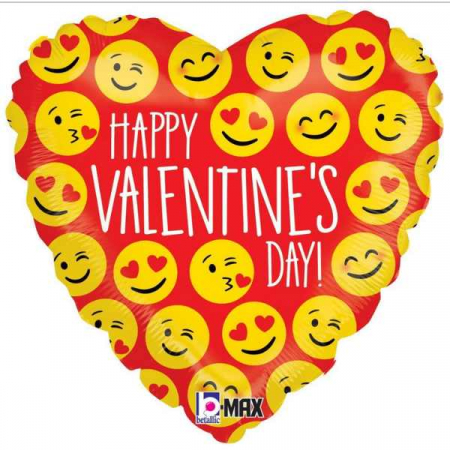 Valentine's Day & Dragobete - Baloane & Decoratiuni - Balon folie inima emoji iubire Valentines 46 cm