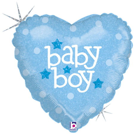 Balon folie inima holografic sclipici Baby Boy 46 cm [0]