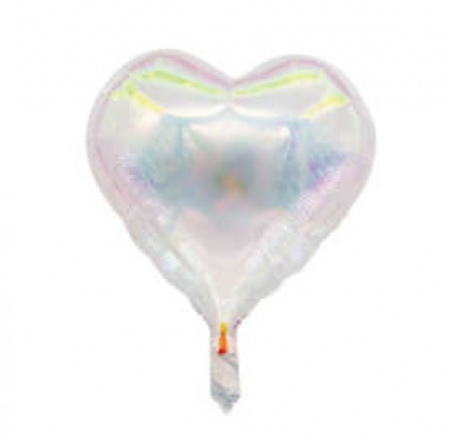 Balon folie inima holograma alba 43 cm [4]