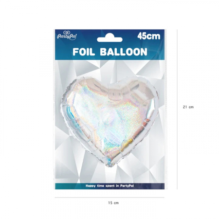 Balon folie inima holograma argintiu 45 cm [3]