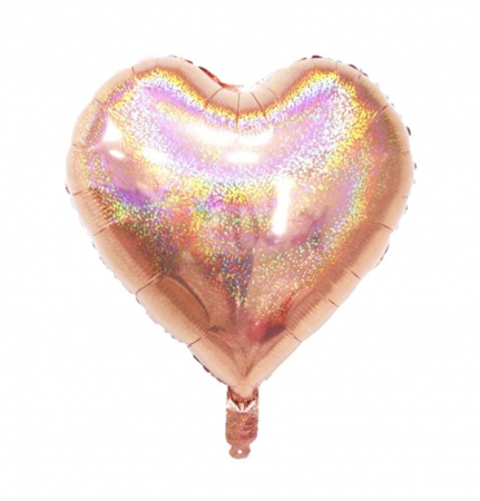 Balon folie inima holograma rose gold 45 cm [0]