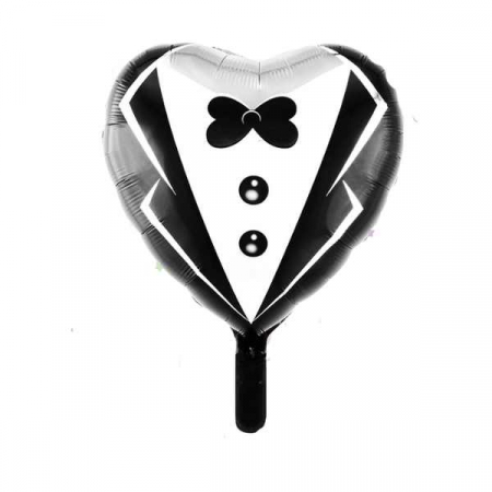 Baloane din folie imprimate - Balon folie inima costum mire nunta 45 cm