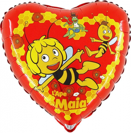 Baloane folie personaje - Balon folie inima rosie Albinuta Maya 46 cm