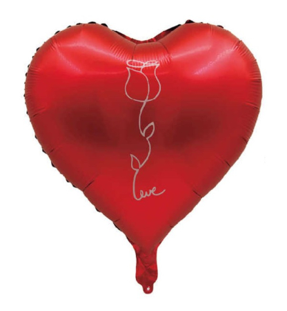 Baloane folie stelute & inimioare - Balon folie inima rosie trandafir 45cm