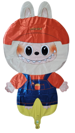Decoratiuni petrecere copii tematica Labubu - Balon folie Labubu salopeta 75 cm