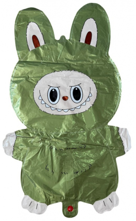 Decoratiuni petrecere copii tematica Labubu - Balon folie Labubu verde 65 x 35 cm