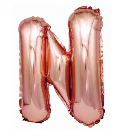 Baloane folie - Balon party, folie metalizata roz, 40 cm, litera N