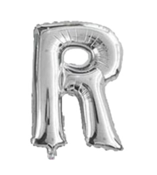 Baloane folie 66 cm - Balon din folie metalizata argintie, Mirific Party, Litera R, 40 cm, Silver