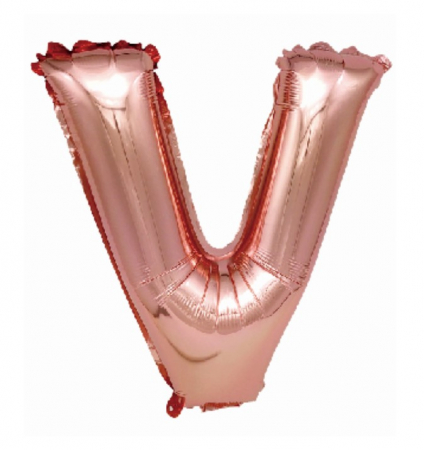 Baloane folie - Balon folie litera V rose gold 40 cm