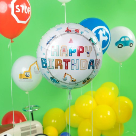 Balon folie masini Happy Birthday 45 cm [3]