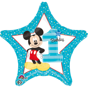 Petreceri tematice - Decoratiuni & accesorii - Balon folie stea ''Mickey 1st Birthday'', Anagram, Multicolor, 48cm