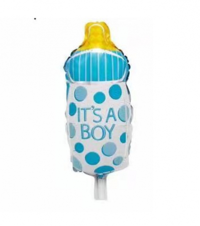 Botez baiat - Baloane latex & folie - Balon folie mini figurina biberon albastru 30 cm