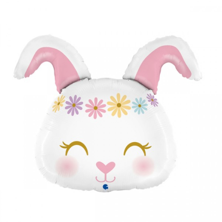 Pasti - Baloane latex & folie - Balon folie mini figurina cap iepuras 23 cm