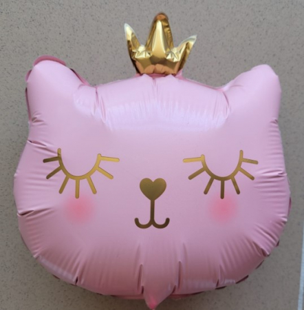 Balon folie mini figurina cap pisica roz 30 cm [3]