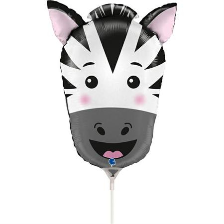 Zoo - Decoratiuni pentru petrecere tematica - Balon folie mini figurina cap zebra 24 * 30 cm