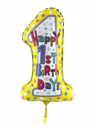 Aniversarea de 1 an - Baloane - Balon folie mini figurina cifra 1 37 cm