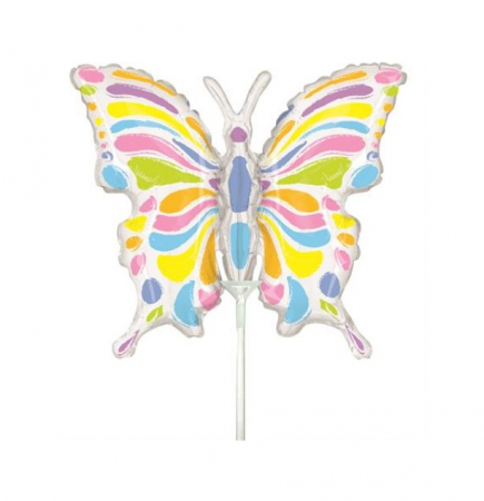 Unicorn - Decoratiuni pentru petrecere tematica - Balon folie mini figurina fluturas multicolor 35 cm