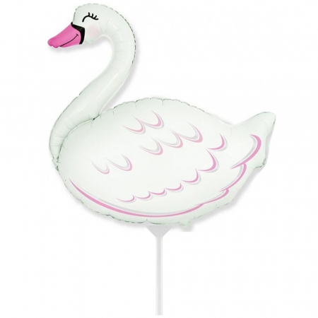 Baloane folie - Balon lebada, Procos, Folie, 32 cm, Alb/Roz