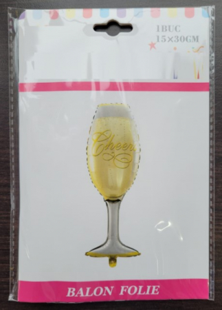 Balon party, folie metalizata auriu, argintiu, 34x15 cm, pahar [2]
