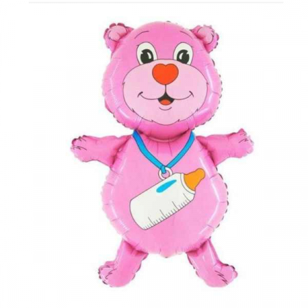 Ursuleti - Balon folie mini figurina ursulet roz 32 cm