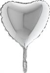 Baloane colorate din folie - Balon folie mini inima argintie 24 cm