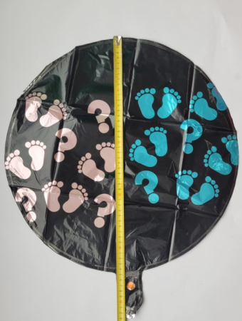 Balon folie negru dezvaluire semnul intrebarii si picioruse roz si albastru 45 cm [2]