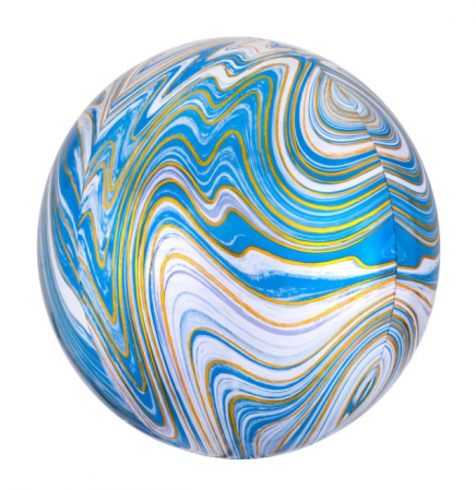 Baloane folie stelute & inimioare - Balon folie orbz/sfera albastru degrade/marble 45 cm
