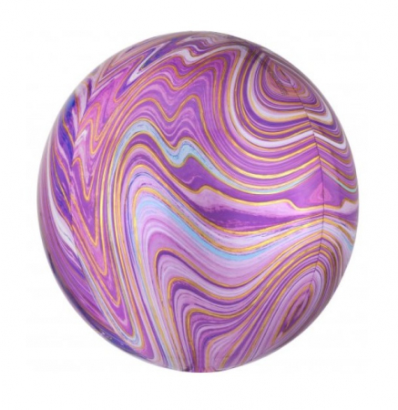Baloane folie stelute & inimioare - Balon folie orbz/sfera roz degrade/marble 45 cm