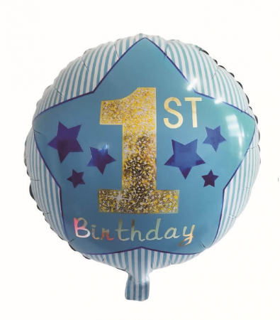 Aniversarea de 1 an - Baloane - Balon folie prima aniversare albastru 45 cm