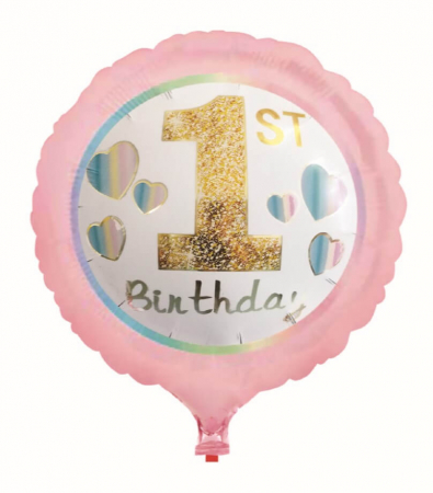 Fata - Baloane & decoratiuni - Balon folie prima aniversare roz 45 cm