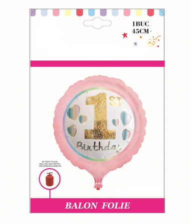 Balon folie prima aniversare roz 45 cm [3]