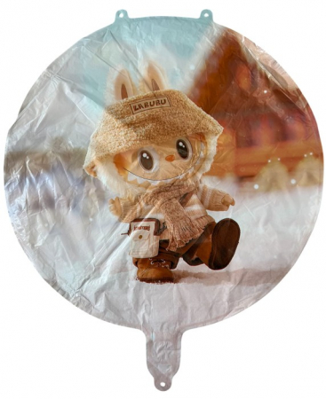 Decoratiuni petrecere copii tematica Labubu - Balon folie rotund 2 fete Labubu 43 cm